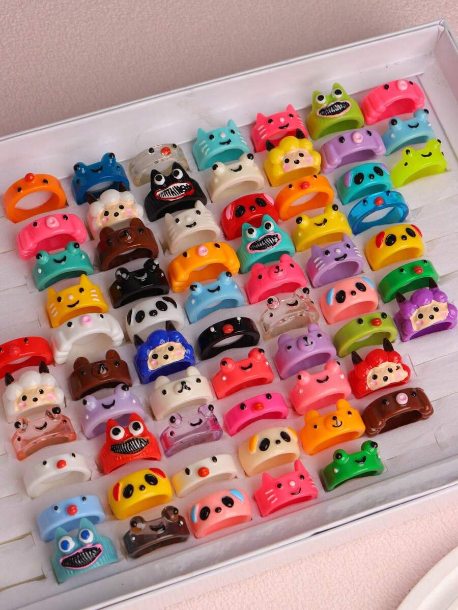 10 Stücke/Set süße bunte Cartoon-Tierringe, Geburtstagsgeschenke, tägliches Zubehör für Freunde