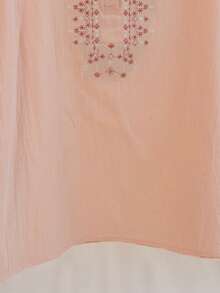 JIANHU Beige Linen Embroidered Blouse - Summer Boho Floral Top | 3/4 Sleeve Shirt With Hand-Stitched Collar & Cuff Details For 4th Of July/Graduation/Beach | Breathable Relaxed Fit Casual & Dressy Women's Top Pink - Pink - View 8