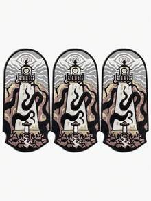 3pcs Luminous Lighthouse Embroidered Patch, Luminous Patch, Lighthouse Patch, Dark, Gothic, Punk, Alternative Back Patch, Can Be Ironed/Sewn, Suitable For Clothing, Backpacks, Hats - 彩色 - 查看 1