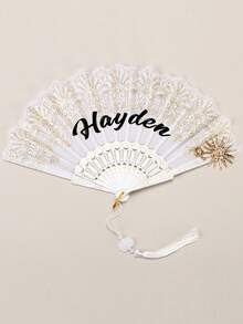 Custom Name Lace Folding Fans ,Custom Personalized Wedding Souvenir,Custom Vintage Rose Lace Folding Fan Elegant Black Hand Fan,Suitable For Wedding Favors, Suitable For Parties & Weddings, Birthday, Mother's Day, Easter And Other Occasions,Compact Design For Easy Travel ,Ornamental Fashionable. - Multicolor - View 10