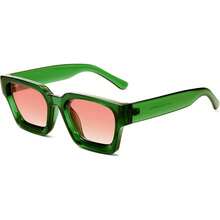 Thick Square  Retro Chunky Rectangle  Protection - C40-gradient Pink Lens/Green Frame - View 11