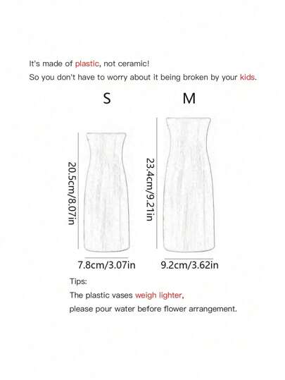 1pc Moderne Ceramic Like Finish Plastic Vase Home Shatterproof Textured Surface Cylindrical Non Breakable Lightweight Wedding Centerpiece Living Room Office Bureau All Season Birthday Graduation Flower Glass view 3