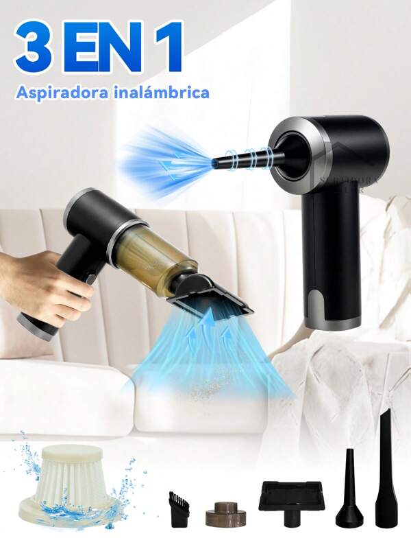 3 en 1 Aspiradora De Mano, Aspiradora , Aspiradora Portatil , Portatil,   Inalambrica Para Coche y El Hogar, Con Bateria Recargable, Funcionamiento Silencioso, Remueve polvo, Pelo de Mascotas, Alta Potencia, Mini Aspiradora, Articulo Basico Para La Limpeza Del Hogar F6680
