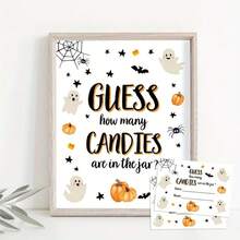 10pcs Guessing Jar Game Cards For Halloween, Candy Counting Party Activity Game Supplies - Multicolor - View 1