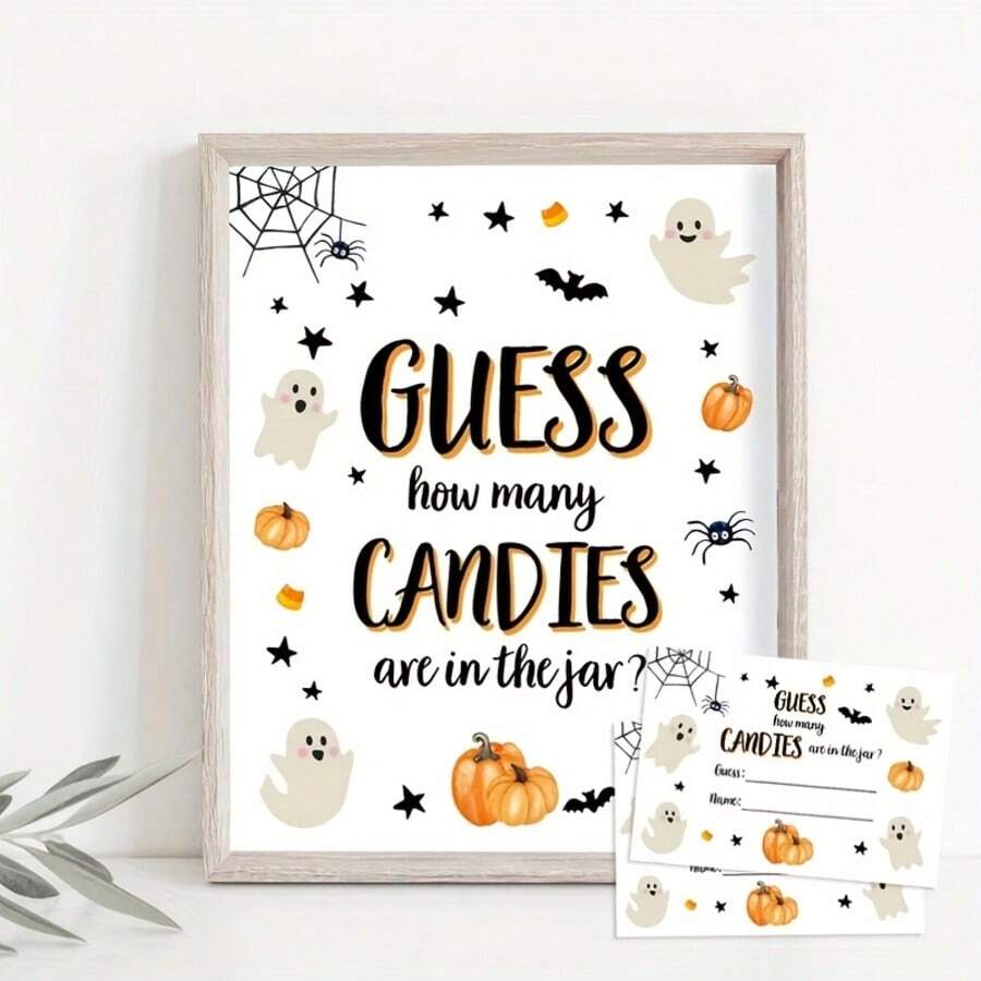 10pcs Guessing Jar Game Cards For Halloween, Candy Counting Party Activity Game Supplies - Multicolor - View 1