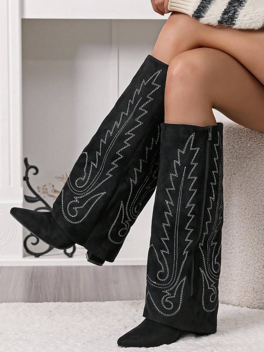 Folded Over The Boot Holiday Vacay Vibe For And Summer Shoes Spring Shoes Spring Break Easter - Black - View 1