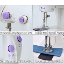Mini máquina de coser portátil para el hogar, máquina de coser de prendas recargable, adecuada para uso doméstico y al aire libre. - Blanco - Ver 7