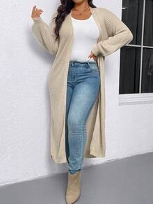 كارديجان طويل بلون أحادي كاجوال لكبار السيدات