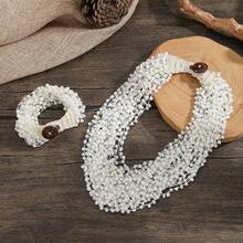 Handmade Beaded Necklace, Bohemian Style, Popular In Europe And America - White Two Piece Set - View 17