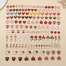 混合 20/50 件合金珐琅心形、花朵情人节系列吊坠配饰，适合 DIY 项链、耳环、钥匙扣首饰制作时尚配饰。 - 彩色 - 查看 12