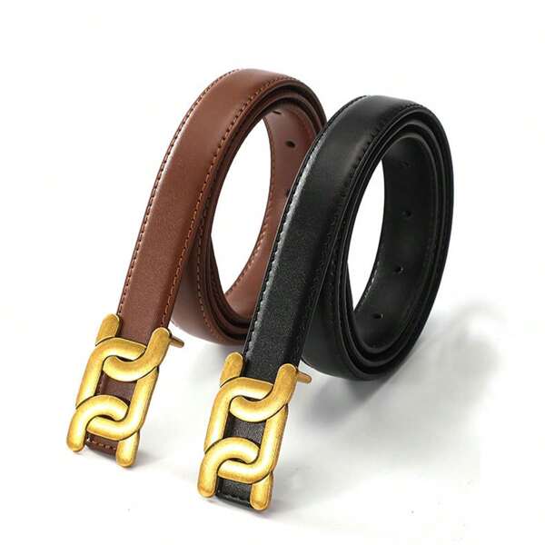 1pc PU Leather Alloy Buckle Dragon Gate Design Belt, Women's Versatile High-Quality Waist Belt
