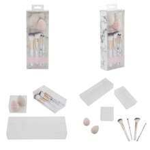 9 Pc Set 4 Hite Brushes 2 Pink Spons 3 Piece Cler Plstic Orgnizer Set - asPic - Xem 1