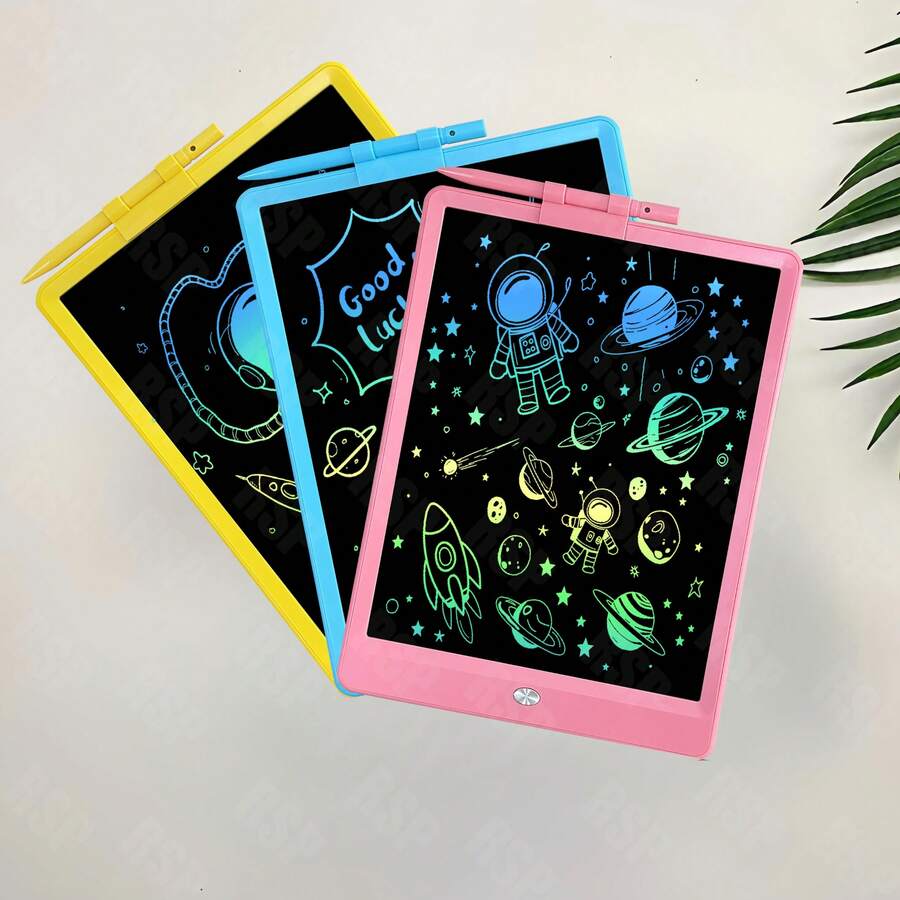 لوح كتابة LCD بألوان عقدة الفراشة 3 ألوان، لوح رسم للأطفال بخطوط ملونة متدرجة، حامل قلم جانبي، لوح رسم محمول خفيف جداً للاستخدام المنزلي والسفر للأطفال - متعدد الألوان - مشاهدة 1