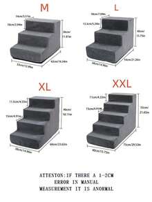 1 pieza Escaleras portátiles antideslizantes para perros pequeños, sofá, cama, adecuadas para mascotas ancianas, peldaños de espuma desmontables y lavables - Gris - Ver 3