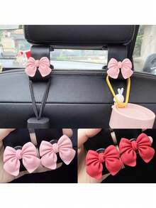 Ganchos para coche con forma de lazo, creativos y adorables colgadores para respaldo de asiento para almacenamiento interior del coche, gancho colgante multifuncional para decoración de coche - Unitalla - Ver 2