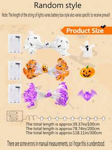 3pcs/1pc-Halloween String Lights 3 Packs, Pumpkin Ghost Bat Lights, Battery Operated, LED, Halloween Decorations For Home Decoration, Indoor And Outdoor Party Festivals, ... - Multicolor - View 8