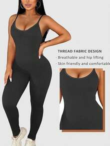 Womens Seamless Spaghetti Strap Leisure Yoga Workout Gym Leggings Padded Bra Jumpsuit Women's Yoga Ribbed One Piece Tank Tops Romper Sleeveless Exercise Jumpsuit Women Yoga One Piece Short Women Summer Shorts Women Sport Shorts Women Summer Dresses Summer Clothes Valentine's Day Outfit, Valentine's Day Clothes, Valentine's Day Wear, Valentine's Day Dress, Valentine's Day Top, Valentine's Day Bottom, Valentine's Day Set Valentine's Day Outfit Valentine's Day Dress Valentine's Day Couple Outfits Valentine's Day Matching Outfits Valentine's Day Dress For Women - 黑色 - 查看 4