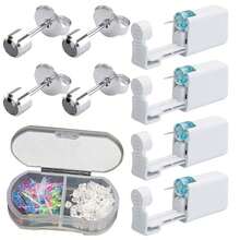 5pcs Ear Piercing Kit With Plastic Earrings For Ear Infection,Disposable Ear Piercing Gun Built-In Earrings Stud