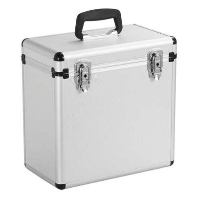 12" Vinyl LP Record Storage Box Storage Box Case Aluminum Portable Lockable DJ Flight Carry Case Holds 50pcs Albums