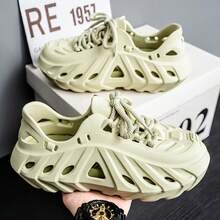 Męskie oddychające, siateczkowe sandały outdoorowe, nowe letnie wsuwane buty do wody, sportowe klapki plażowe, unisexowy design - Zielony - Zobacz 2