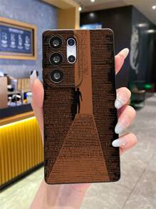 1 pieza Funda protectora de teléfono de material TPU con textura mate negra y patrón de rayas con silueta humana minimalista y creativa, apta para teléfonos Android como OPPO, Vivo, ideal como regalo para novio/novia
