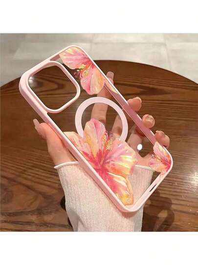 Magnetic Flower Design Phone Case Compatible With Apple 16 ProMax, Magnetic Charging 14 Pro Lens Protection Soft Silicone Transparent Minimalist Shock-Proof Case Compatible With Samsung Galaxy A15/A16/A35/A54/A55/A56/S22/S22 PLUS/S22 ULTRA/S23/S23 FE/S23 PLUS/S23 ULTRA/S24/S24 FE/S24 PLUS/S25 PLUS/S24 ULTRA/S25 EDGE/S25 ULTRA Waterproof Anti-Fall Scratch Resistant