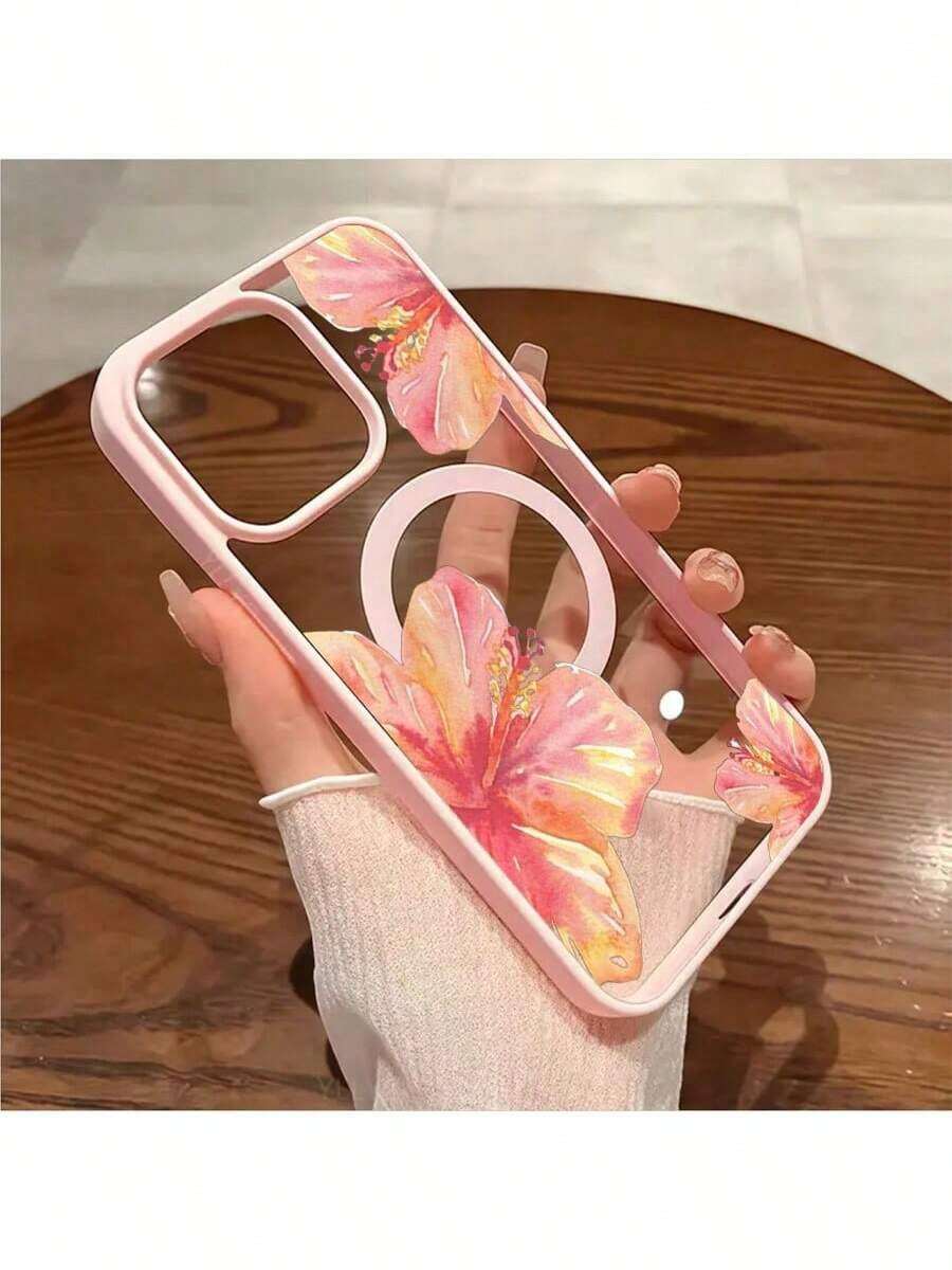 Magnetic Flower Design Phone Case Compatible With Apple 16 ProMax, Magnetic Charging 14 Pro Lens Protection Soft Silicone Transparent Minimalist Shock-Proof Case Compatible With Samsung Galaxy A15/A16/A35/A54/A55/A56/S22/S22 PLUS/S22 ULTRA/S23/S23 FE/S23 PLUS/S23 ULTRA/S24/S24 FE/S24 PLUS/S25 PLUS/S24 ULTRA/S25 EDGE/S25 ULTRA Waterproof Anti-Fall Scratch Resistant