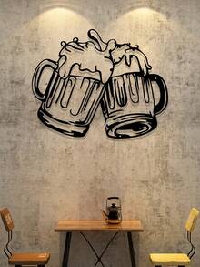 1pc Of "Cheers" Beer Glass Metal Wall Art, Metal Sign With Beer Glass Silhouette, Durable Indoor/Outdoor Wall Decoration, Suitable For Home, Bar, Cafe, Party, Restaurant, Kitchen, Etc., Perfect Gift For Beer Lovers, Halloween, Thanksgiving, Christmas Gift, Ideal Holiday Gift