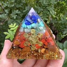Boho Resin Geometric Pyramid Decor Large 6.5cm - Aesthetic Crystal Obelisk Shelf Decor, Zen Office Ornament, Spiritual Gift For Women Men,Nique Gift Idea For Housewarming Office Desk Display