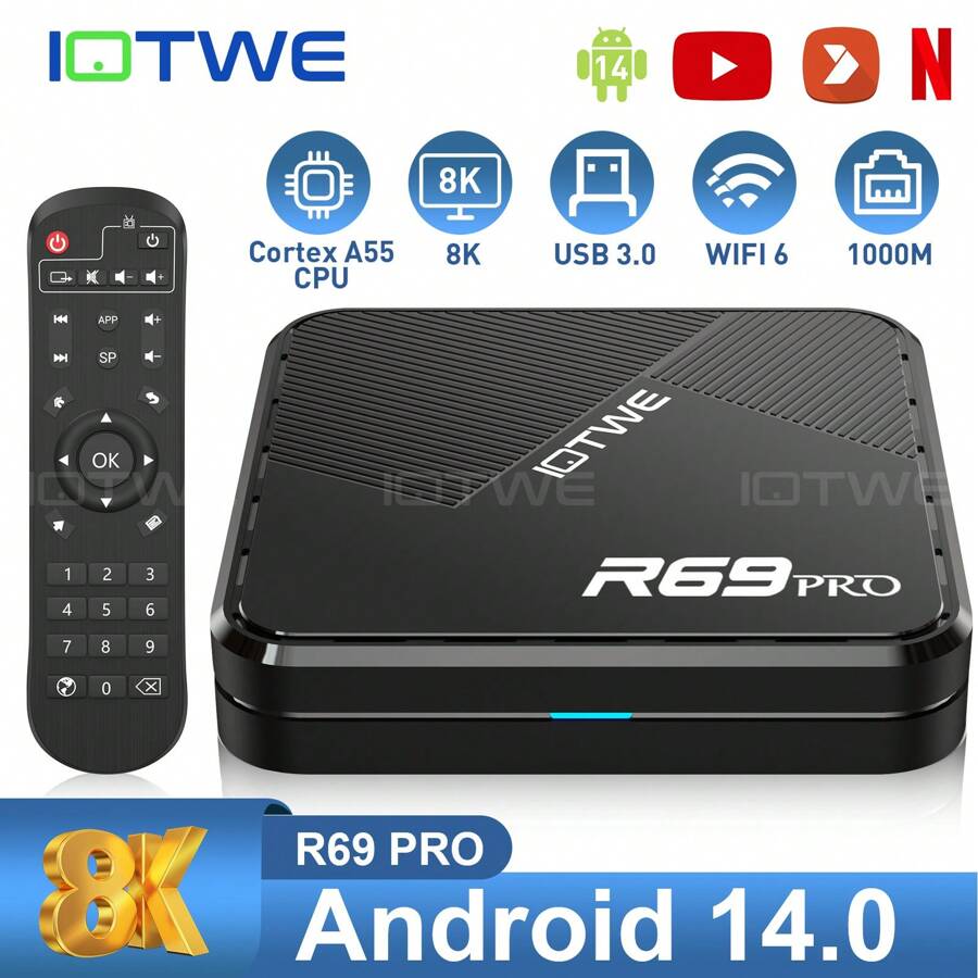 XGODY 2025 Android14 PLUS Smart TV BOX 32G/64G/128G 8K 2.4G/5G WIFI6 Media Player Octa Core - 英規插(220-240V) - 查看 1