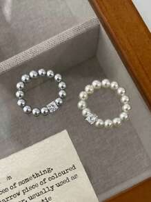 S925 Sterling Silver Elastic Pearl Ring, Bright And Pure, Simple & Elegant, Niche Luxury, Versatile