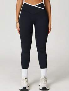 MASKERT 女士运动裤、跑步健身裤、瑜伽裤、七分裤，居家通勤舒适，亲肤紧身裤，黑色春季款 - 黑色 - 查看 4