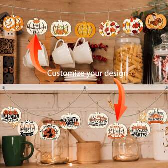 1/3/5/10/20/30/40/50pcs Customized Wooden Hollow Pumpkin Hanging Decorations. Customize Your Preferred Patterns, Suitable For Thanksgiving, Halloween, Easter. Enhance The Festive Atmosphere. Holiday Gifts, Home Decor, Outdoor Decor, Party Decor.
