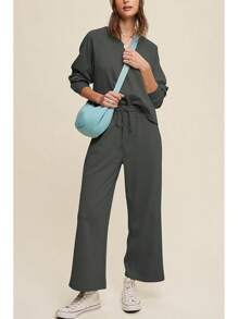 Cakulo Womens Sweatsuits 2 Piece Lounge Sets Fall Outfits Wide Leg Jogger Sweat Pants Loungewear Set Track Suits