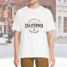 Summer hot- selling cotton- shirt, Camiseta Casual de Cuello Redondo para Hombre, Estampado de California, 95 Polister 5 Elastano, Tejido de Punto Ligeramente Elstico, Ajuste Regular, Top de Moda de Verano, 160gsm - Adulto - shirt, breathable and quick- drying design - Blanco - Ver 3