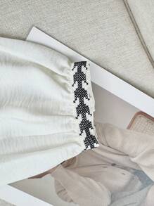 Camisa de manga comprida com estampa geométrica casual estilo francês para férias, início do outono