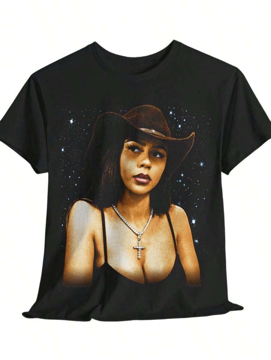 Women Men Mariah Scientist Rapper Young Hip-Hop Tee Tshirt, Women Tee Classic Free Thugs Print Round Neck Short Sleeve T-Shirt Y2K Vintage Streetwear Graphic Oversized Cotton Women TopsLoose And Comfortable - A12 - Xem 1