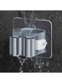 1/3/5pcs Waterproof Damage-Free No-Drill Strong Adhesive Mop Clamps, Bathroom And Kitchen Mop/Broom Hanger Hooks, Sticky Wall Hooks, Broom Holder And Mop Clip, Cleaning Tool Storage Clip Rack