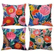 4 piezas de Fundas de almohada decorativa de estilo abstracto y bohemio, de una sola cara, adecuadas para el porche, terraza, sofá, sala de estar, exterior, sin relleno incluido
