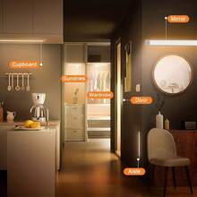 Smart LED Cabinet Lights (4Pack), Motion Sensor, 11.8inch Aluminum Shell, 54 LEDS, Adjust Light Color, Magnetic Install, USB Charging. Suitable For Closet, Cabinet, And Stair Lighting Room Decor. - White/warm - 查看 4