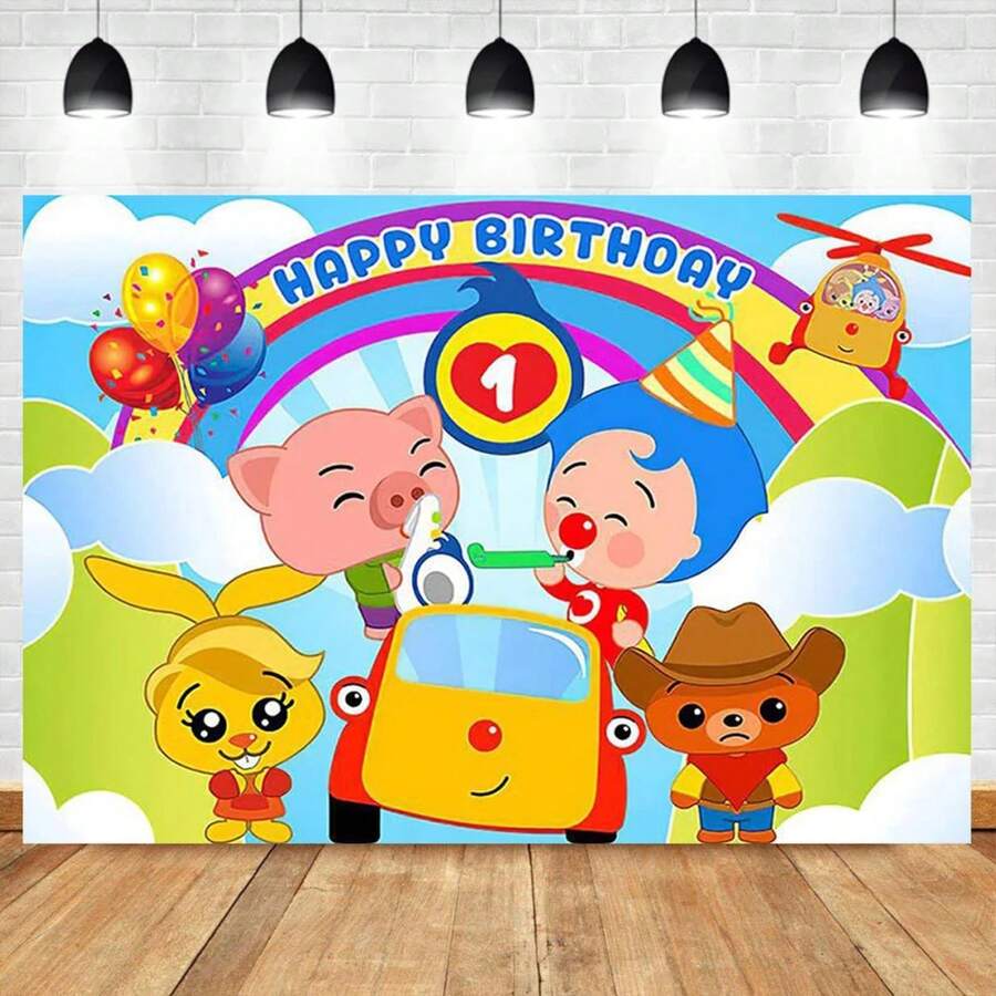 Cartoon Plim Backdrops Mi Primer Añito Kids Boys First Birthday Party Decoration Circus Balloon Rainbow Photography Backdrops (Multiple Styles) - Style - 查看 1