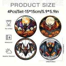 1 Pieza de Atrapasol de Acrílico con Estilo de Vitral de Murciélago y Calabaza Góticos - Decoración Vibrante de Halloween para el Hogar, Bar o Jardín, Ideas de Regalo Perfectas, Decoraciones de Halloween