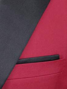 男士优雅撞色尖领燕尾服西装外套，适合派对穿着