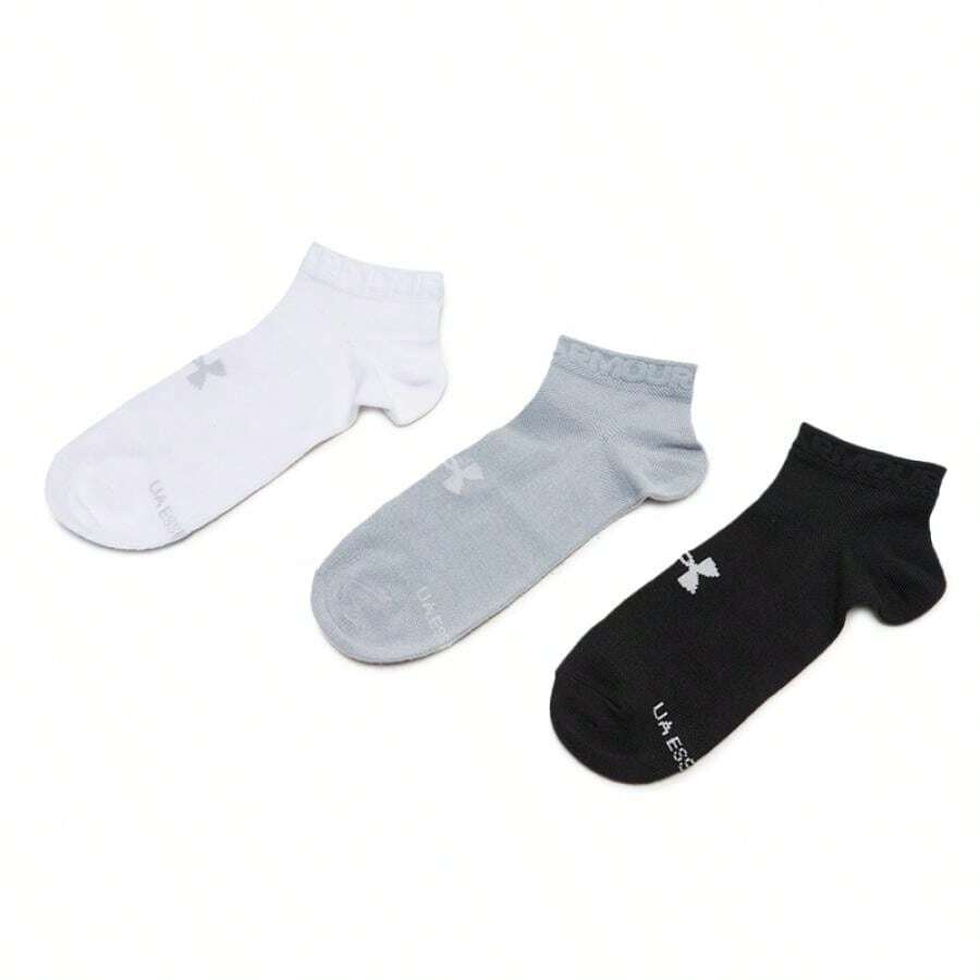 Under Armour 1 Pack Of 3 Pairs Unisex UA Essential Low Cut Lightweight Comfortable Casual Outdoor Sports Socks - Black/white/gray - View 1