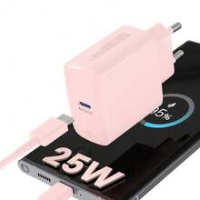 Caricabatterie rapido USB C da 25W con cavo Type-C da 1m, compatibile con Samsung Galaxy A54 A53 A34 A14 A13 M54 M53 M14 M13 5G S23 S22 S21 S20 Ultra Plus S10, /iPad, con spina europea, ricarica rapida ad alta potenza - Spina tipo C UE (220-240 V) - Visualizzare 10