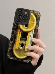 Funda de teléfono a prueba de golpes con borde recto y diseño minimalista de cinta de limón negra, compatible con iPhone 15/IP16 PROMAX XR /7/8 iPhone15Promax/12PROMAX/13PROMAX/14PROMAX 13 14 11 12p14 11p12p XS.XR /78P.78GES2, compatible con A134G A22 A21S A514G A52 S22 ULTRA A335G, compatible con Redmi 10 Redmi Note 114G Redmi 11Lite A53tpuA14 /A23/S23ULTRA S24 A14 A15 S23 A73 Mi/Redmi
