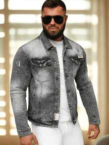 Chaqueta vaquera desgastada y lavada informal para hombre