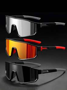 1PC 男士超大几何环绕式一体式酷炫镜框白色 Y2K 时尚眼镜，适合户外骑行和日常生活护眼配件。 - 白色 - 查看 12