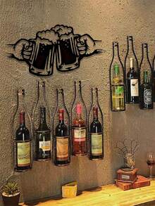 1pc Of "Cheers" Beer Glass Metal Wall Art, Metal Sign With Beer Glass Silhouette, Durable Indoor/Outdoor Wall Decoration, Suitable For Home, Bar, Cafe, Party, Restaurant, Kitchen, Etc., Perfect Gift For Beer Lovers, Halloween, Thanksgiving, Christmas Gift, Ideal Holiday Gift