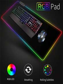 RGB Gaming Mouse Pad, Desk Mat, Soft LED Mouse Pad, Anti-Slip Rubber Base, Computer Keyboard Mousepad Mat, Gaming Equipment